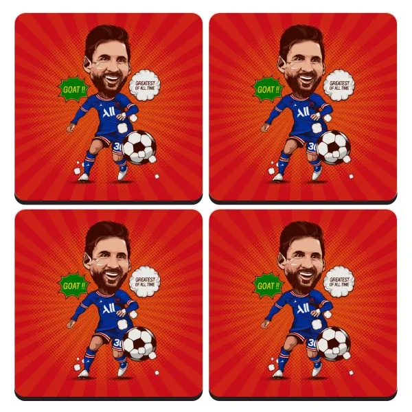 Lionel Messi drawing — Σουβέρ ξύλινα τετράγωνα (9cm)