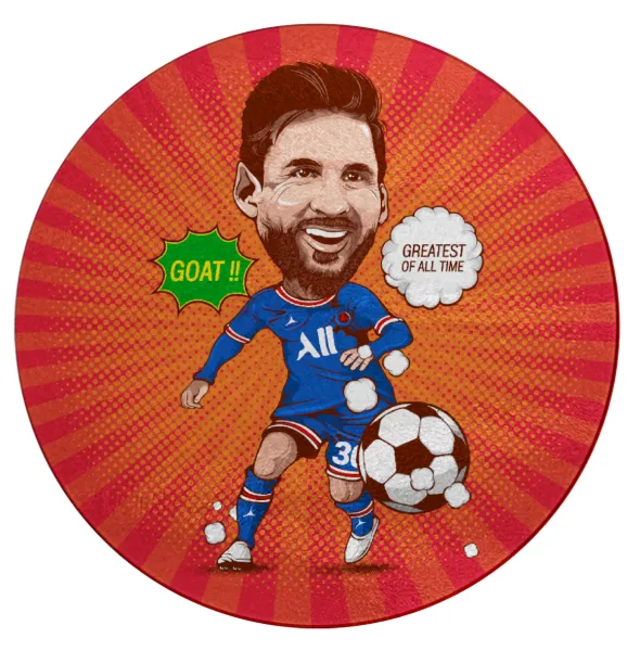Lionel Messi drawing — Επιφάνεια κοπής γυάλινη στρογγυλή (30cm)