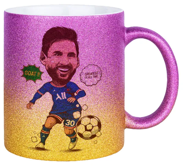 Lionel Messi drawing — Κούπα Χρυσή/Ροζ Glitter, κεραμική, 330ml