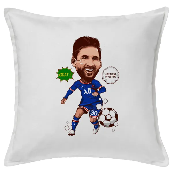 Lionel Messi drawing — Μαξιλάρι καναπέ ΛΕΥΚΟ 100% βαμβάκι, περιέχεται το γέμισμα (50x50cm)