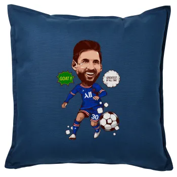 Lionel Messi drawing, Sofa cushion Blue 50x50cm includes filling