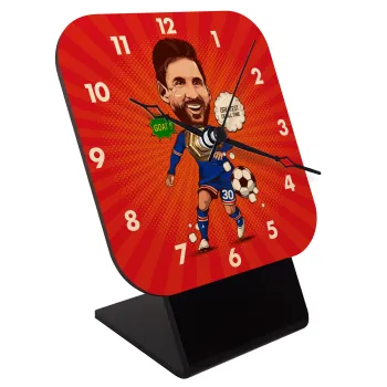 Lionel Messi drawing, Επιτραπέζιο ρολόι σε φυσικό ξύλο (10cm)