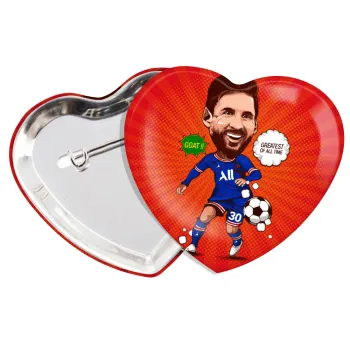 Lionel Messi drawing, Κονκάρδα παραμάνα καρδιά (57x52mm)