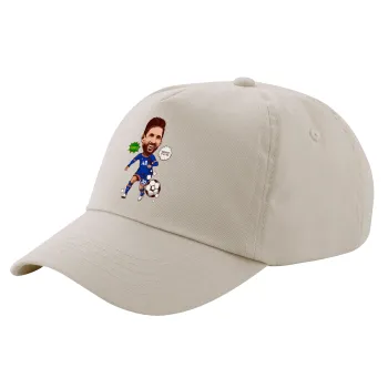 Lionel Messi drawing, Μπεζ (SAND) Πεντάφυλλο Καπέλο Ενηλίκων Βαμβακερό (UNISEX, ONE SIZE)