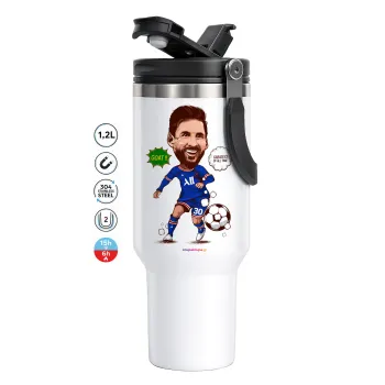 Lionel Messi drawing, Mega Tumbler με καπάκι, διπλού τοιχώματος (θερμό) 1,2L