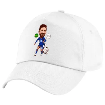 Lionel Messi drawing, Children's Baseball Cap, 100% Cotton Twill, White (COTTON, CHILDREN'S, UNISEX, ONE SIZE)