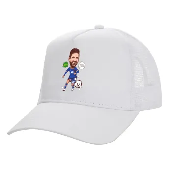 Lionel Messi drawing, Καπέλο Ενηλίκων Structured Trucker, με Δίχτυ, ΛΕΥΚΟ (100% ΒΑΜΒΑΚΕΡΟ, ΕΝΗΛΙΚΩΝ, UNISEX, ONE SIZE)