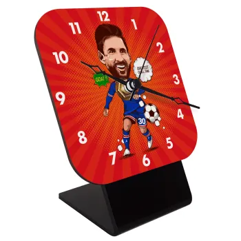 Lionel Messi drawing, Επιτραπέζιο ρολόι ξύλινο με δείκτες (10cm)