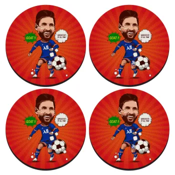 Lionel Messi drawing, SET of 4 round wooden coasters (9cm)