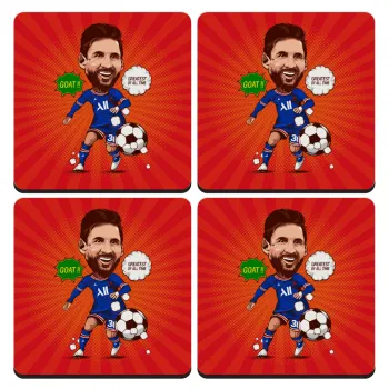 Lionel Messi drawing, ΣΕΤ 4 Σουβέρ ξύλινα τετράγωνα (9cm)