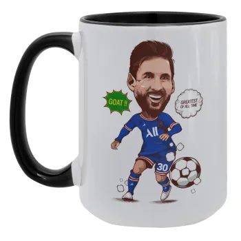 Lionel Messi drawing, Κούπα Mega 15oz, κεραμική Μαύρη, 450ml