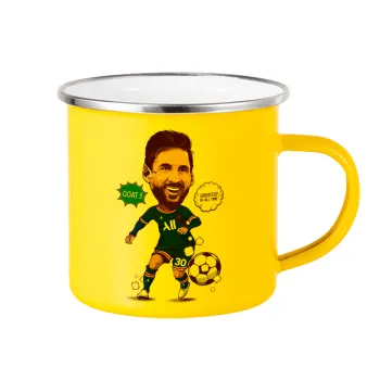 Lionel Messi drawing, Yellow Enamel Metallic Cup 360ml