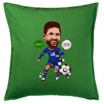 Lionel Messi drawing, Sofa cushion Green 50x50cm includes filling