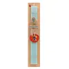 Easter Set, wooden keychain & aromatic flat Easter candle (30cm) (TURQUOISE)