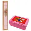 Easter Set, children's snack container PINK & scented flat Easter candle (30cm) (PINK)