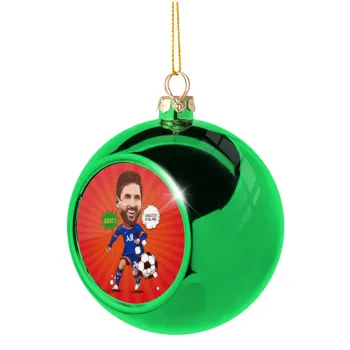 Lionel Messi drawing, Green Christmas tree ornament ball 8cm