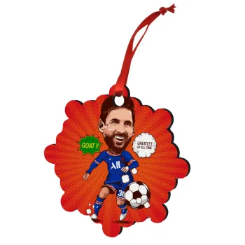Lionel Messi drawing, Christmas ornament snowflake wooden 7.5cm