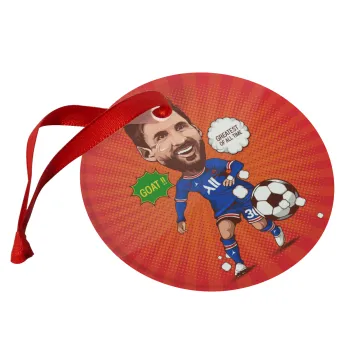 Lionel Messi drawing, Christmas ornament glass 9cm