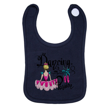 Dancing is my Passion, Σαλιάρα με Σκρατς 100% Organic Cotton Μπλε (0-18 months)