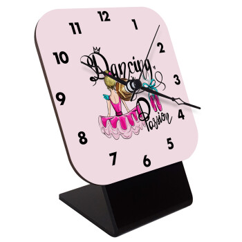 Dancing is my Passion, Quartz Wooden table clock with hands (10cm)