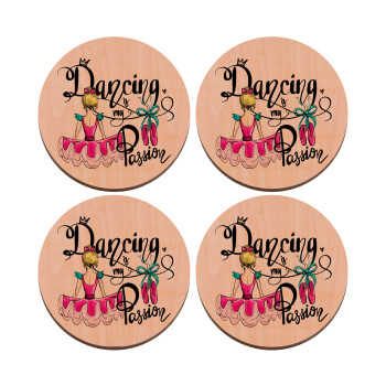 Dancing is my Passion, ΣΕΤ x4 Σουβέρ ξύλινα στρογγυλά plywood (9cm)