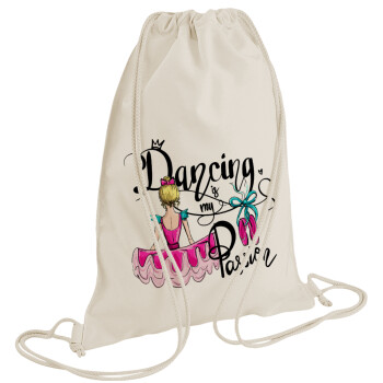 Dancing is my Passion, Τσάντα πλάτης πουγκί GYMBAG natural (28x40cm)