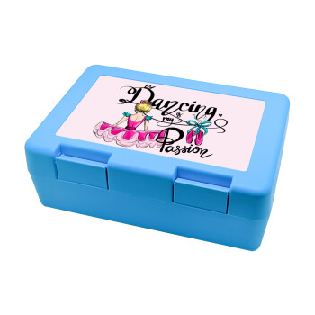 Dancing is my Passion, Children's cookie container LIGHT BLUE 185x128x65mm (BPA free plastic)