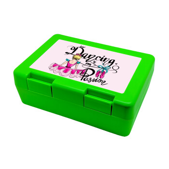 Dancing is my Passion, Children's cookie container GREEN 185x128x65mm (BPA free plastic)