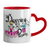 Mug heart red handle, ceramic, 330ml