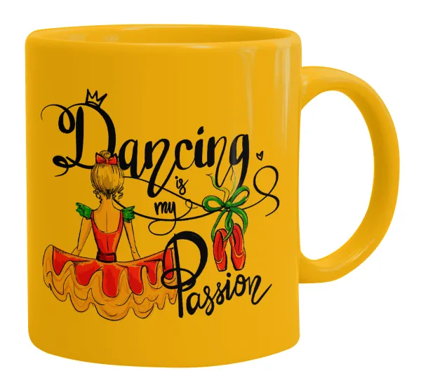 Dancing is my Passion — Κούπα, κεραμική κίτρινη, 330ml