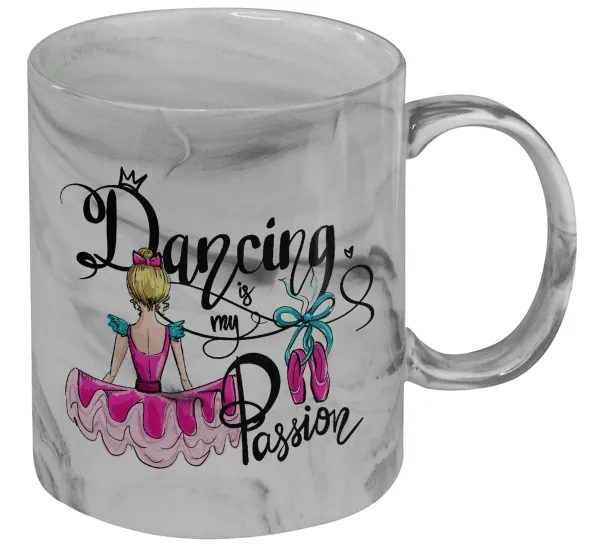 Dancing is my Passion — Κούπα κεραμική, marble style (μάρμαρο), 330ml