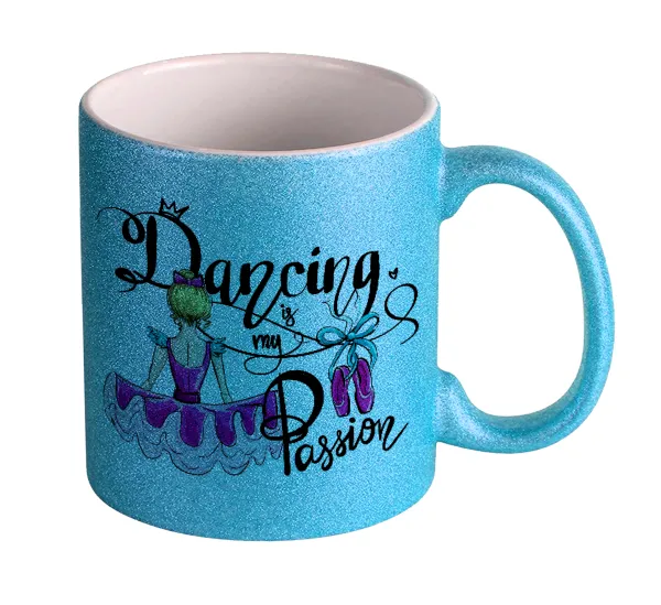 Dancing is my Passion — Κούπα Σιέλ Glitter που γυαλίζει, κεραμική, 330ml