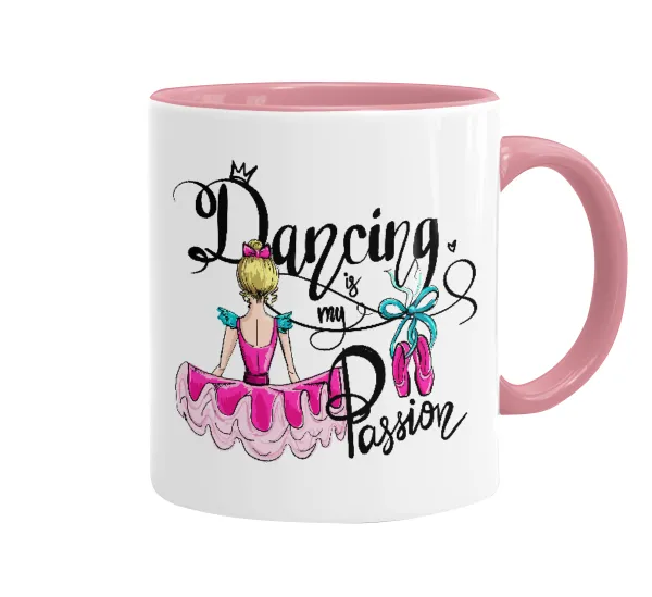 Dancing is my Passion — Κούπα χρωματιστή ροζ, κεραμική, 330ml