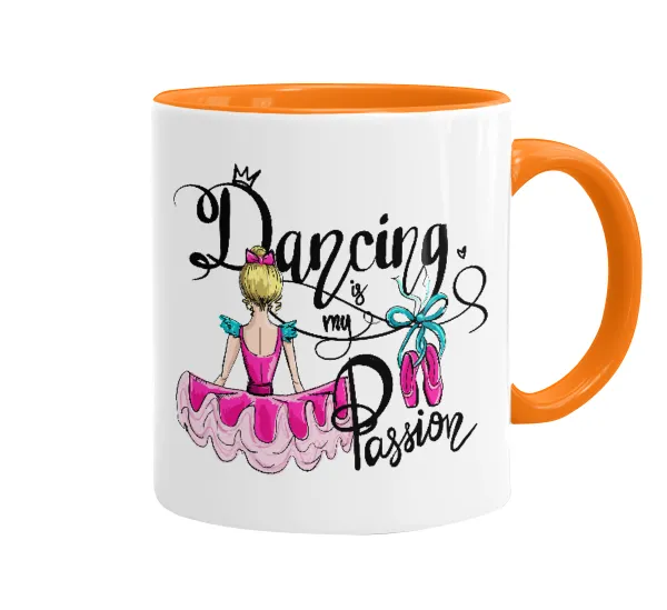 Dancing is my Passion — Κούπα χρωματιστή πορτοκαλί, κεραμική, 330ml