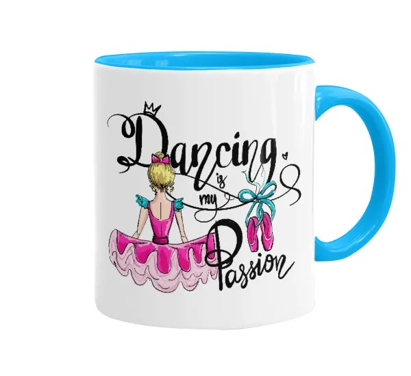 Dancing is my Passion — Κούπα χρωματιστή γαλάζια, κεραμική, 330ml