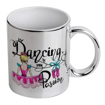 Dancing is my Passion, Κούπα κεραμική, ασημένια καθρέπτης, 330ml