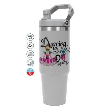 Dancing is my Passion, GREY color, 890ml (30oz) stainless Steel Tumbler with Handle