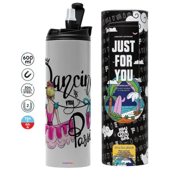 Dancing is my Passion, Tumbler stainless steel GREY 600ml