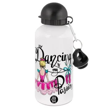 Dancing is my Passion, Metal water bottle, White, aluminum 500ml