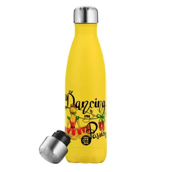 Dancing is my Passion, Yellow Stainless Steel Metallic Thermos, double-walled, 500ml