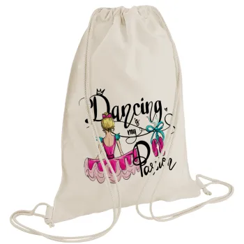 Dancing is my Passion, Τσάντα πλάτης πουγκί GYMBAG natural (28x40cm)