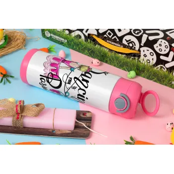 Dancing is my Passion, Easter candle, Childrens hot water bottle, stainless steel, with safety straw, PINK (500ml)