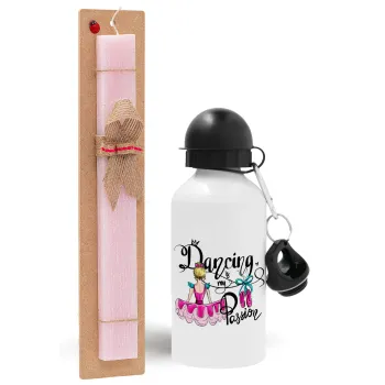 Dancing is my Passion, Easter Set, metallic aluminum bottle (500ml) & aromatic flat Easter candle (30cm) (PINK)