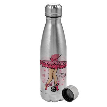 I Love Ballet, Metallic water bottle, stainless steel, 750ml
