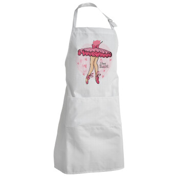 I Love Ballet, Adult Chef Apron (with sliders and 2 pockets)