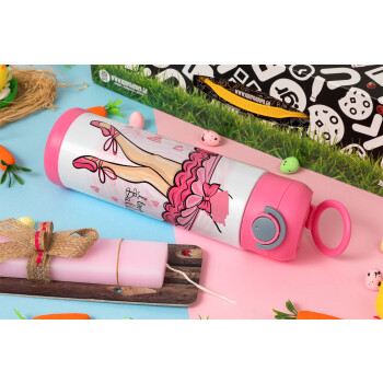 I Love Ballet, Πασχαλινή Λαμπάδα με Παιδικό παγούρι θερμό, ανοξείδωτο, με καλαμάκι ασφαλείας, ΡΟΖ (500ml)