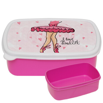 I Love Ballet, ΡΟΖ παιδικό δοχείο φαγητού (lunchbox) πλαστικό (BPA-FREE) Lunch Βox M18 x Π13 x Υ6cm