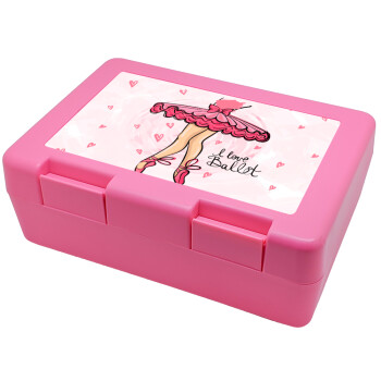 I Love Ballet, Children's cookie container PINK 185x128x65mm (BPA free plastic)