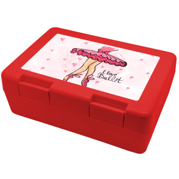 I Love Ballet, Children's cookie container RED 185x128x65mm (BPA free plastic)