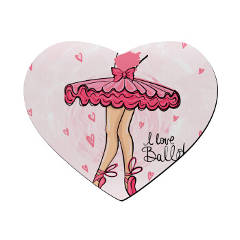 I Love Ballet, Mousepad καρδιά 23x20cm